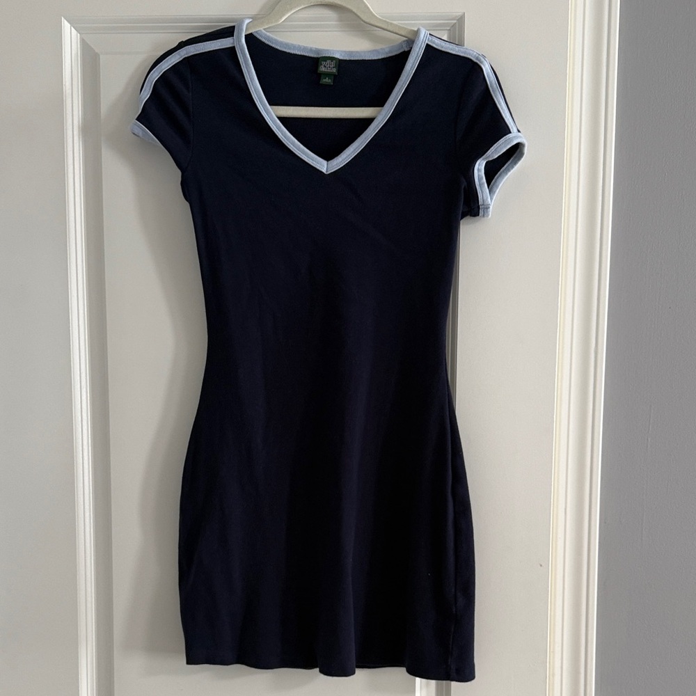 Wild Fable Navy Blue Mini Dress with White Trim
